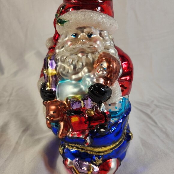 Hand Blown Mercury Glass SANTA CLAUSE Tea Light Candle Holder Handpainted 6" Vtg - Picture 8 of 15